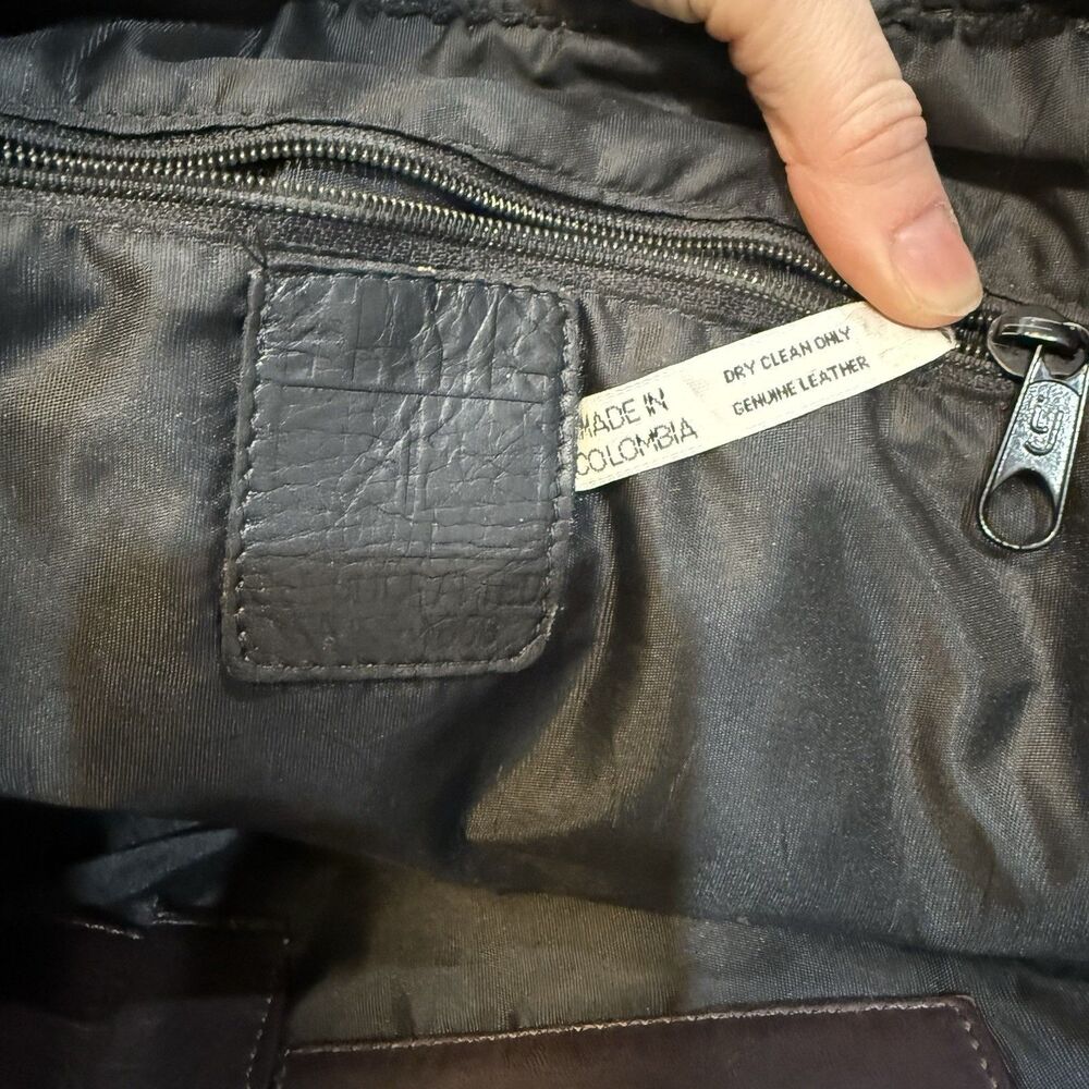 Frye Messenger Bag Leather Zip Work Briefcase in Brown Leather Distressed - Picture 14 of 15